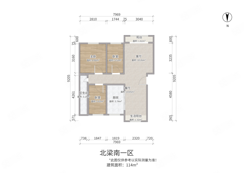 新名仕花园3室2厅2卫118㎡南北78万