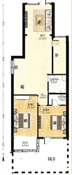 鹏程花园3室1厅2卫108㎡南北280万