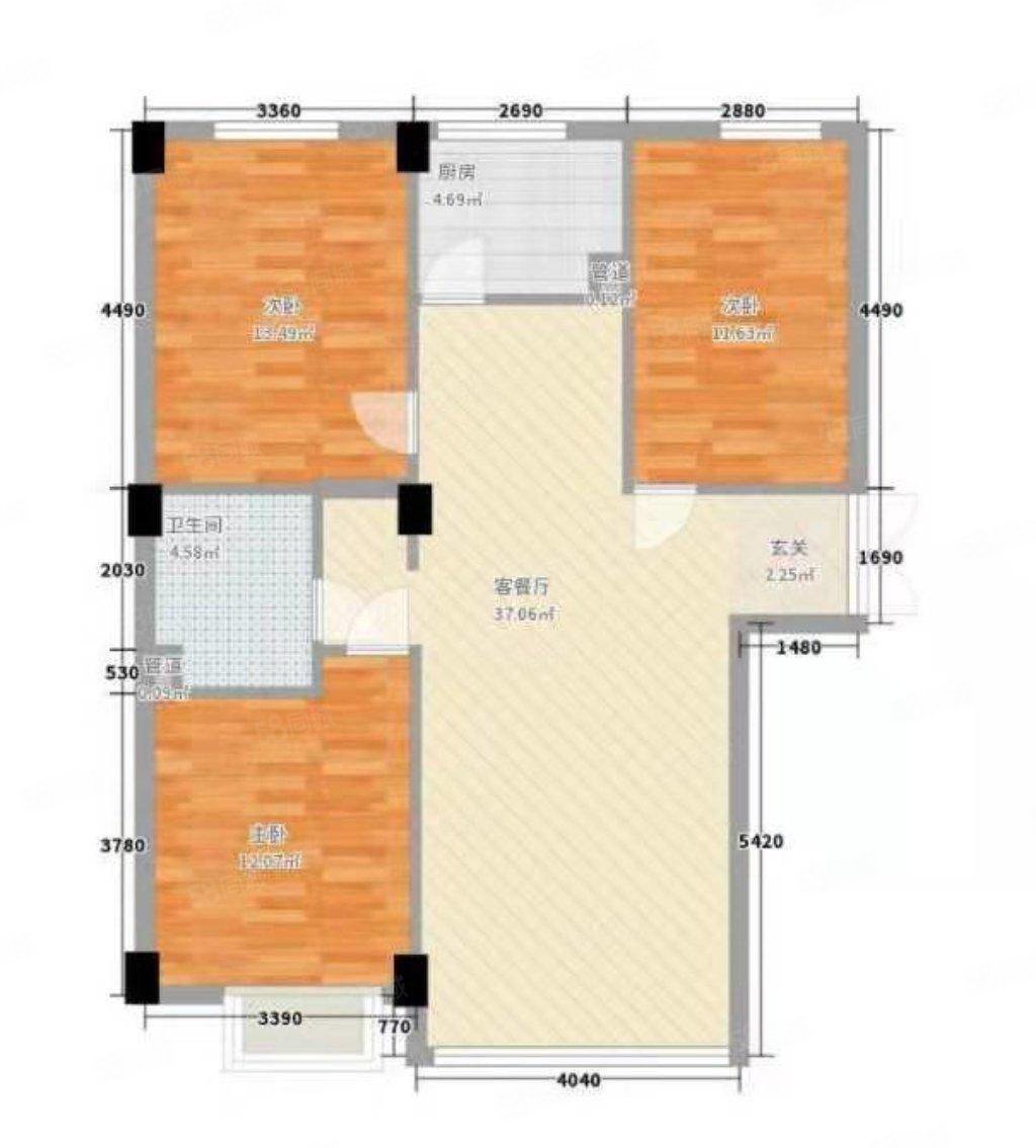 香江明珠3室2厅1卫116㎡南北45万