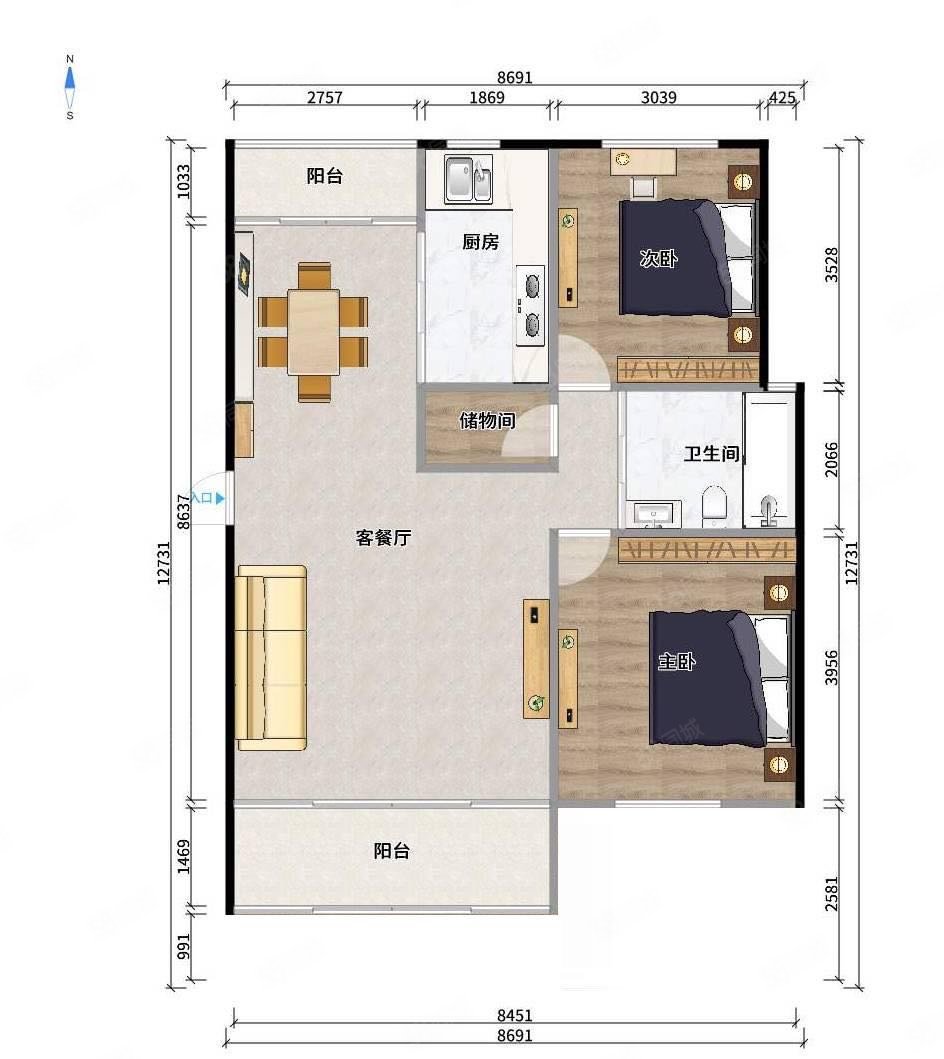 嘉洲花园洋房2室2厅1卫98.97㎡南170万