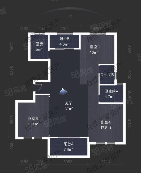 龙湖丽景3室2厅2卫136.16㎡南北116万