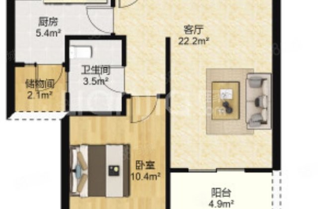恒盛豪庭1室1厅62.75㎡110万二手房图片