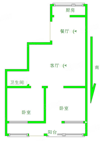 乐园西小区2室1厅1卫66㎡南北119万