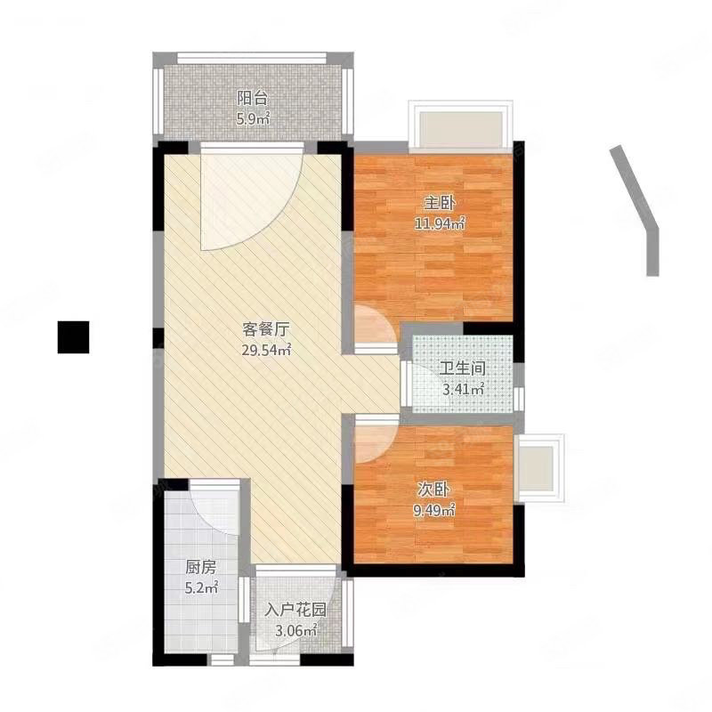 佟江小区2室1厅1卫67.5㎡南北33.8万