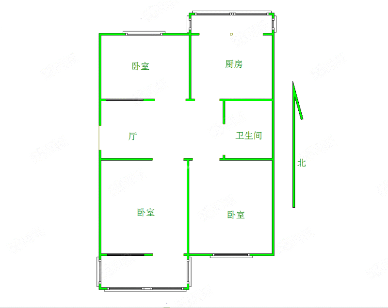 建筑新村3室1厅1卫72㎡南北120万