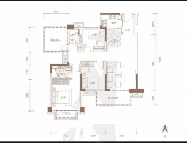 朗玶都汇4室2厅2卫109㎡南北120万