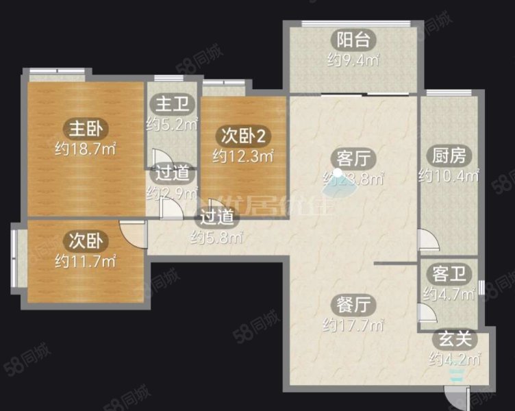 瑞福花园3室2厅2卫120㎡南88万