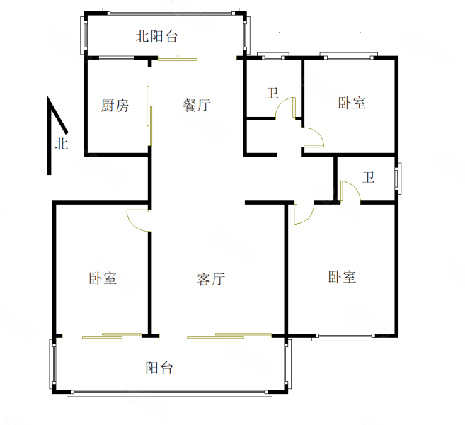 御园新城3室2厅2卫128㎡南北130万