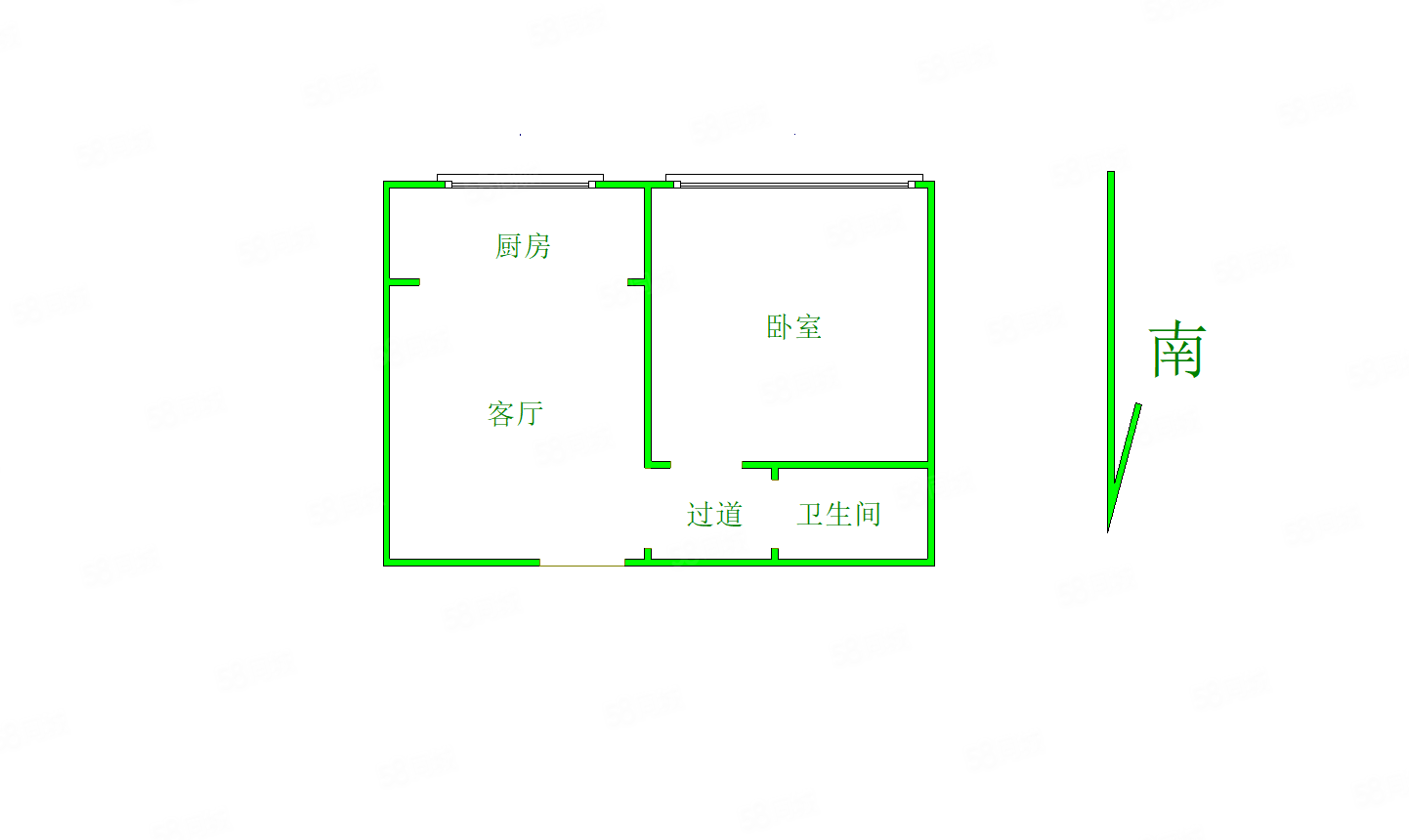 隆安上阳华府1室1厅1卫49.08㎡南北47万