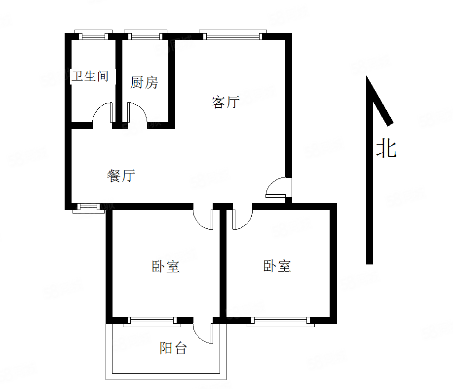 区政府宿舍2室2厅1卫83.68㎡南260万