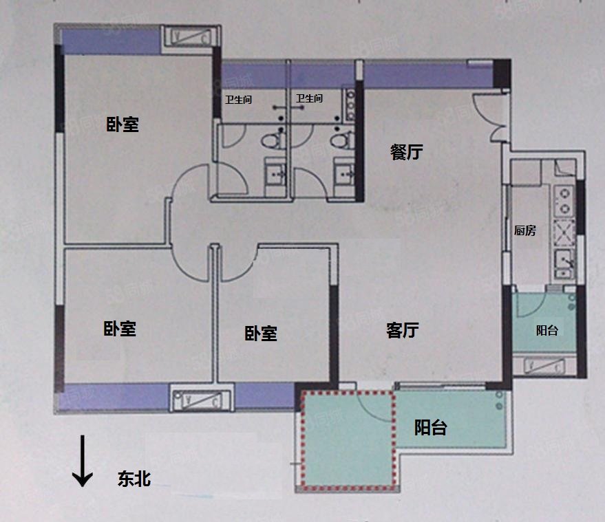 时代山湖海(六期)3室2厅2卫112㎡东北170万