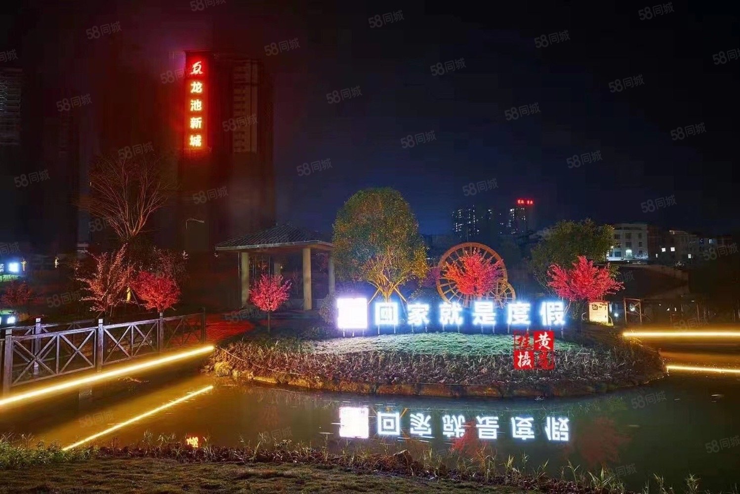 横县龙池湖夜景图片