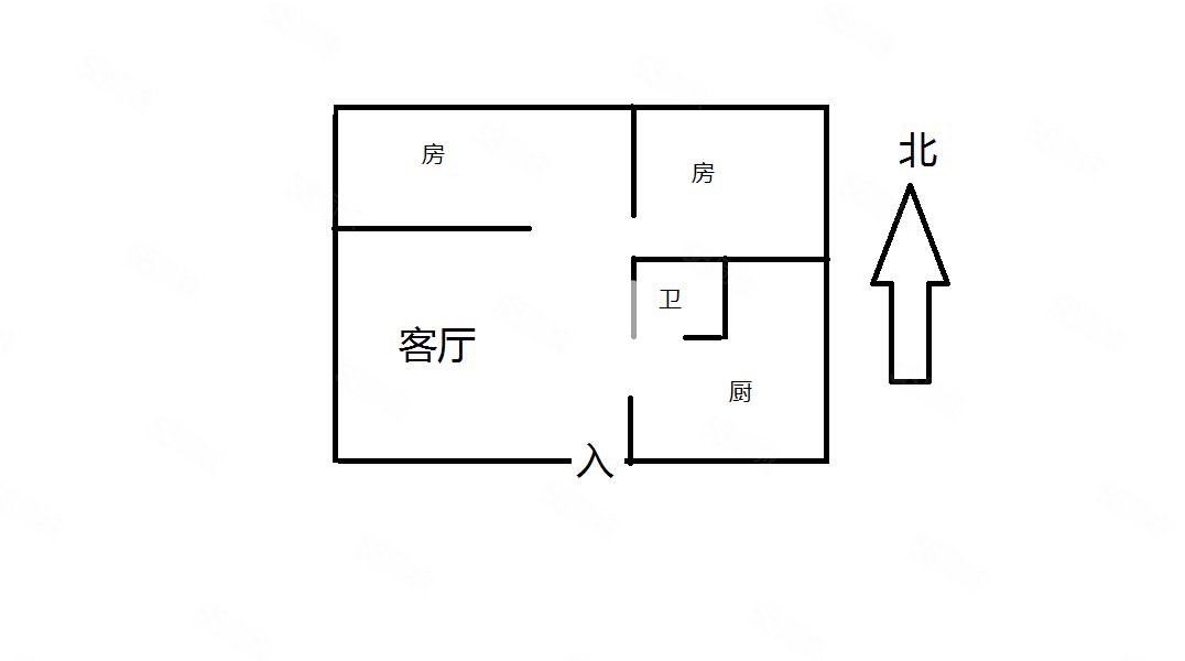 君临嘉龙公馆2室1厅1卫62.04㎡南北48万