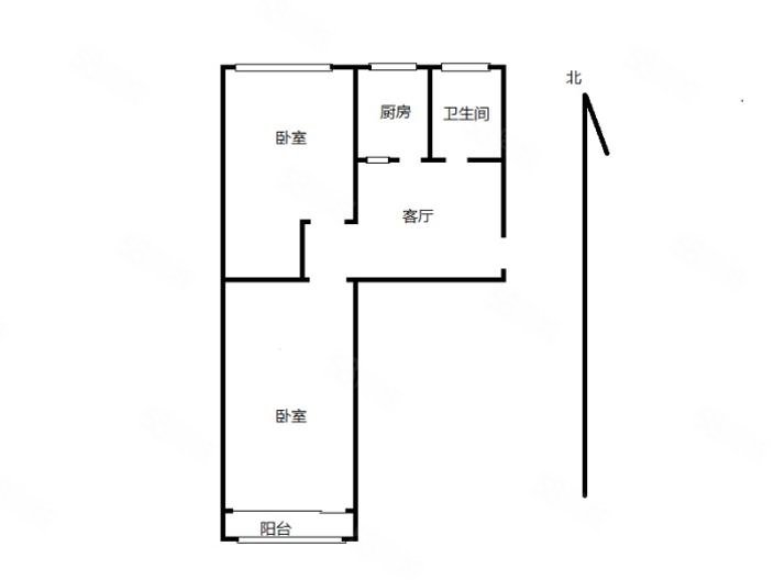 燕翔东里2室1厅1卫64.25㎡南北165万