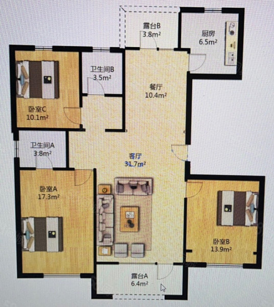 吉轩小区3室2厅1卫99㎡南北71.8万