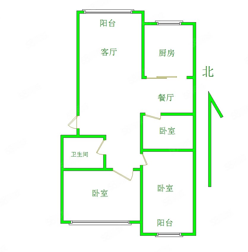 健康小区3室1厅1卫86㎡南北58万