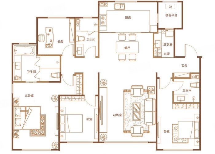 四季上东4室2厅4卫339.62㎡南北498万