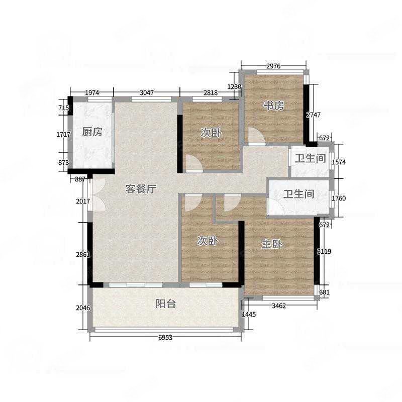 壹品首府3室2厅1卫109㎡南北53万