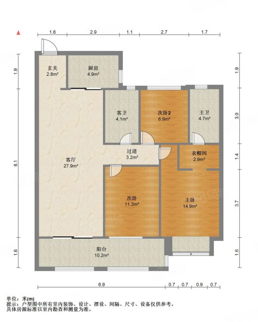 银河湾明苑3室2厅2卫115㎡南215万