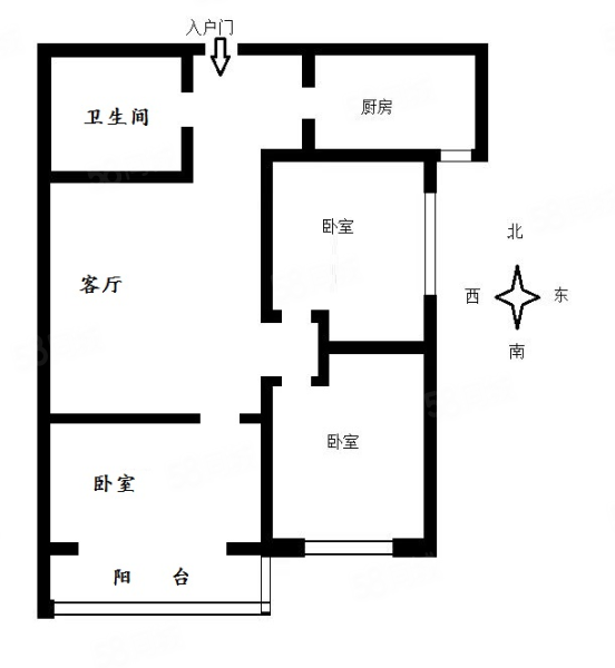 上林苑3室1厅1卫98㎡南63.6万