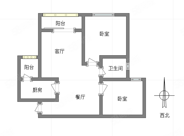 蔚蓝时光2室2厅1卫85.98㎡西北66.5万