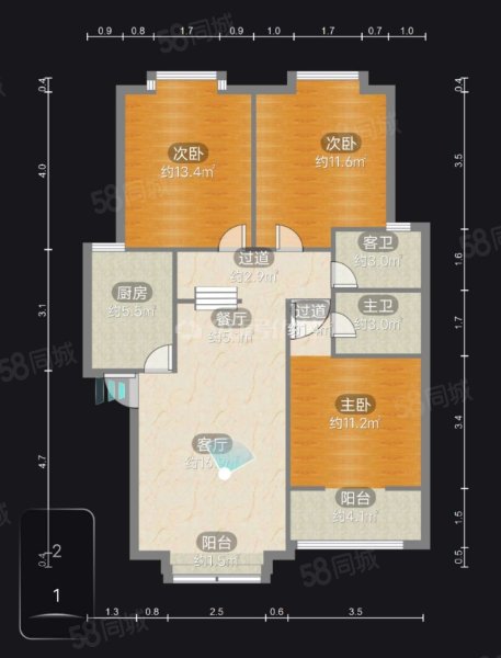 福泽源小区5室2厅2卫106㎡东南55万