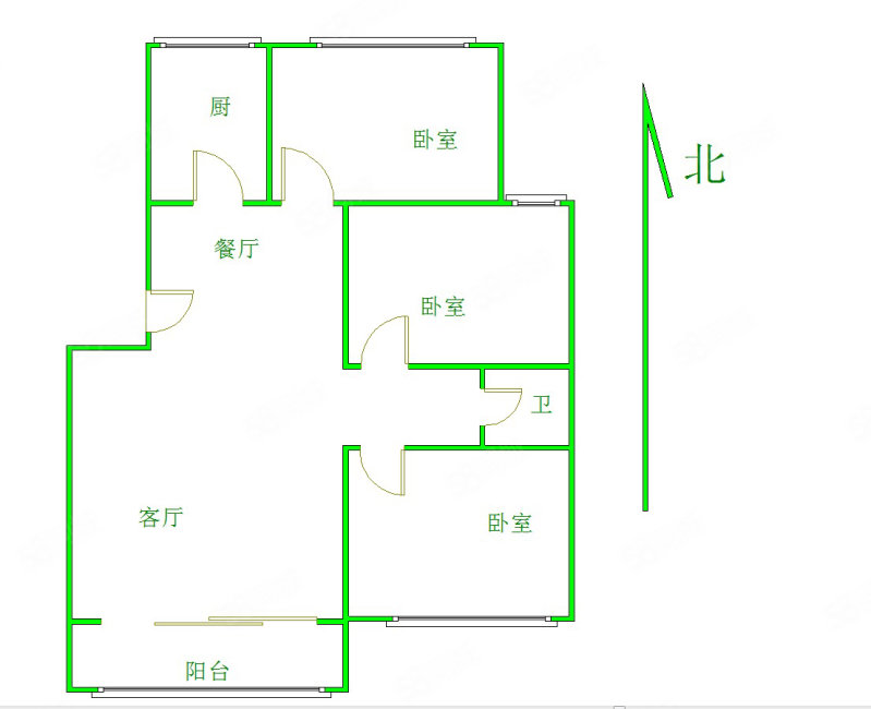 怡安花园3室2厅1卫106㎡南北85万