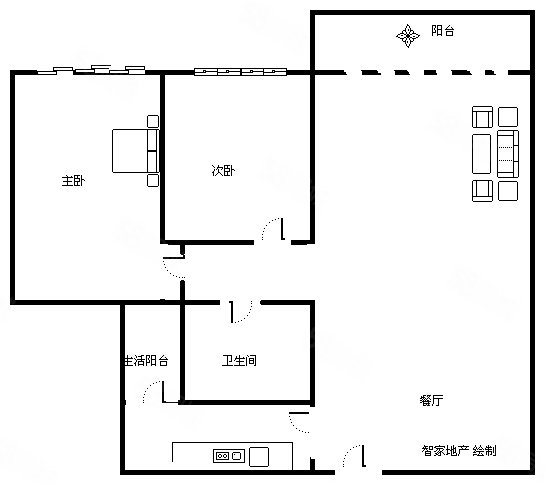 丽都花园2室2厅2卫70㎡南北53万