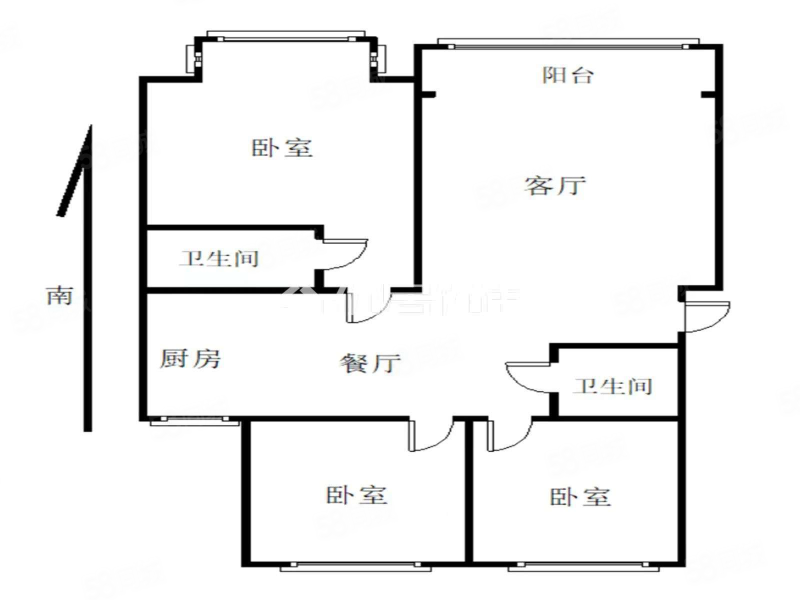 城市桂冠3室2厅2卫140㎡南北108万