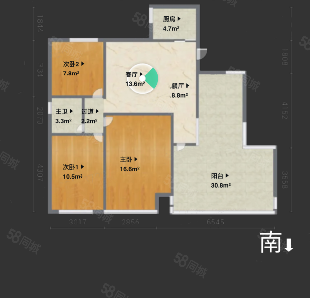 鸿运花园3室2厅1卫83.2㎡东南189万