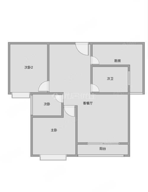 清江润城悦邸3室2厅1卫108㎡南58万