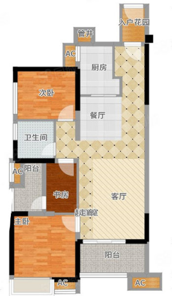 万科城二期兰园小区3室2厅1卫96.74㎡南北121万