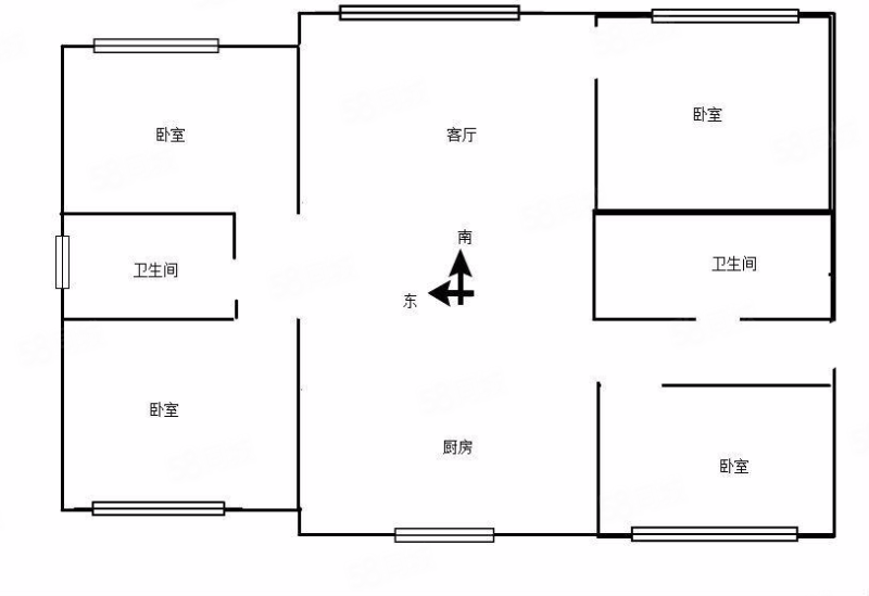 兴华街小区4室2厅2卫118㎡南北165万