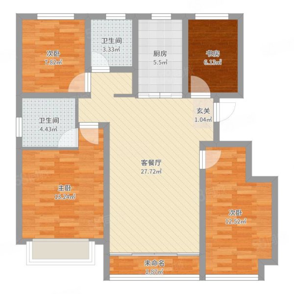 巨鼎红郡4室2厅2卫128㎡南北140.8万