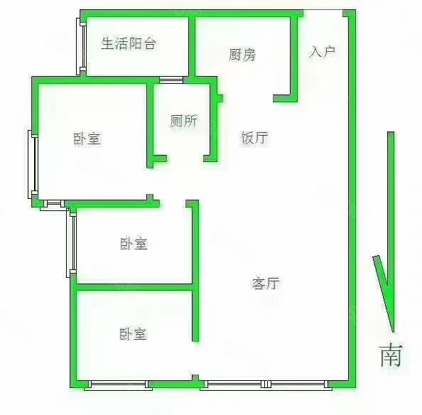 四川绵阳科创园区创业大道东辰阳光清华C区东南方向3室2厅2卫95㎡总价86万