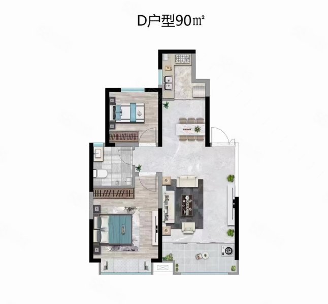 中康清照澜庭2室2厅1卫91.04㎡南北58万