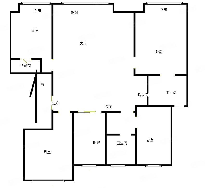 越秀天恒懷山府(1號院)4室2廳2衛(wèi)141.23㎡南北480萬