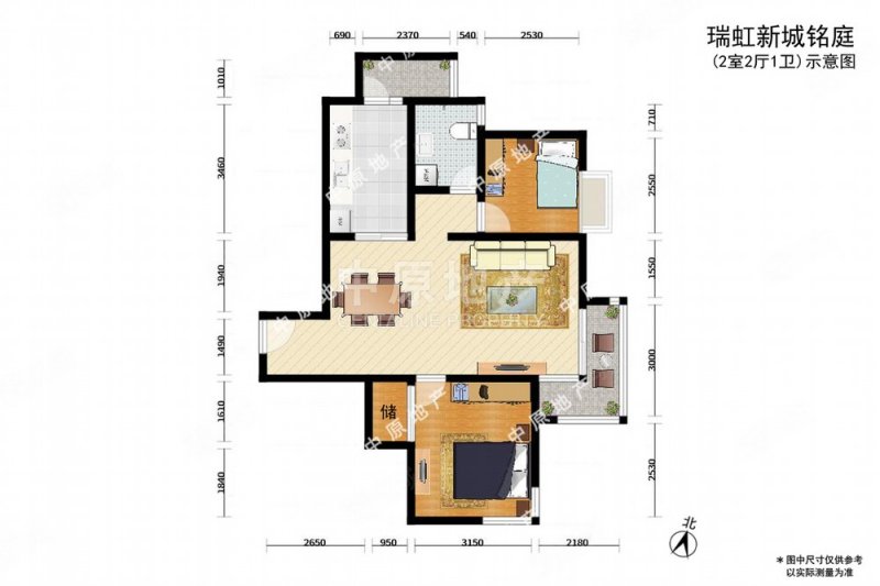 瑞虹新城铭庭2室2厅1卫88.05㎡南1228万