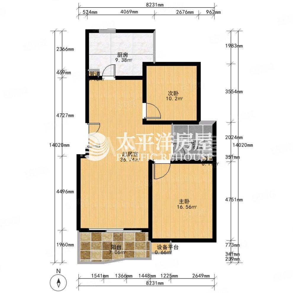 万源杰座(公寓住宅)2室2厅1卫116㎡南北900万