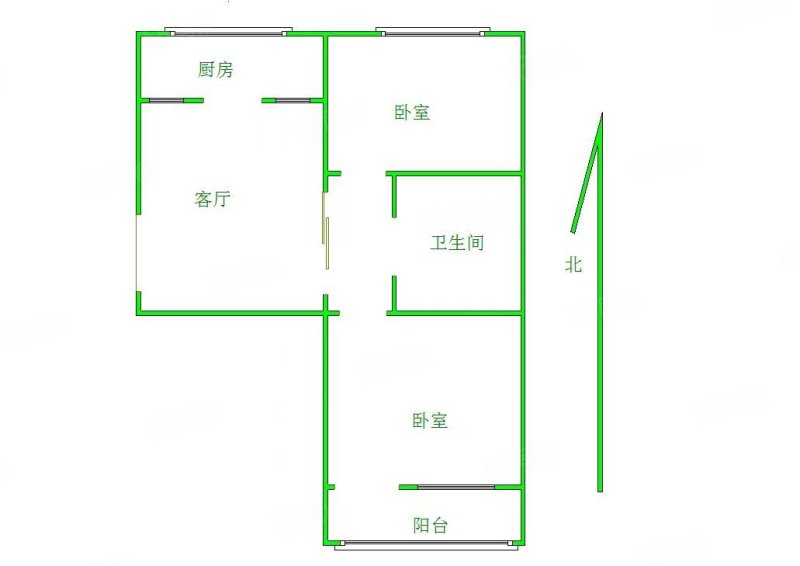 花园里小区梅园2室1厅1卫78㎡南北62万