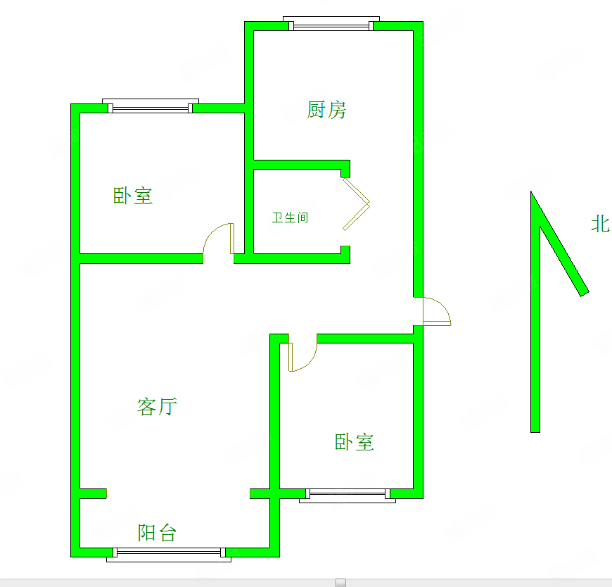 兴安一小区2室1厅1卫55㎡南北27.5万