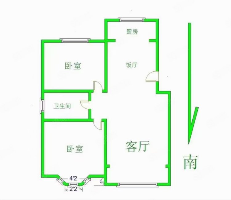 湖畔嘉苑宁馨苑2室2厅1卫102㎡南北105万