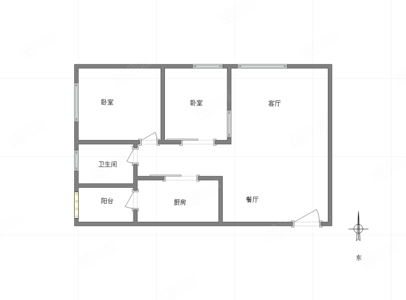 招商江湾城2室2厅1卫69.22㎡东南95万