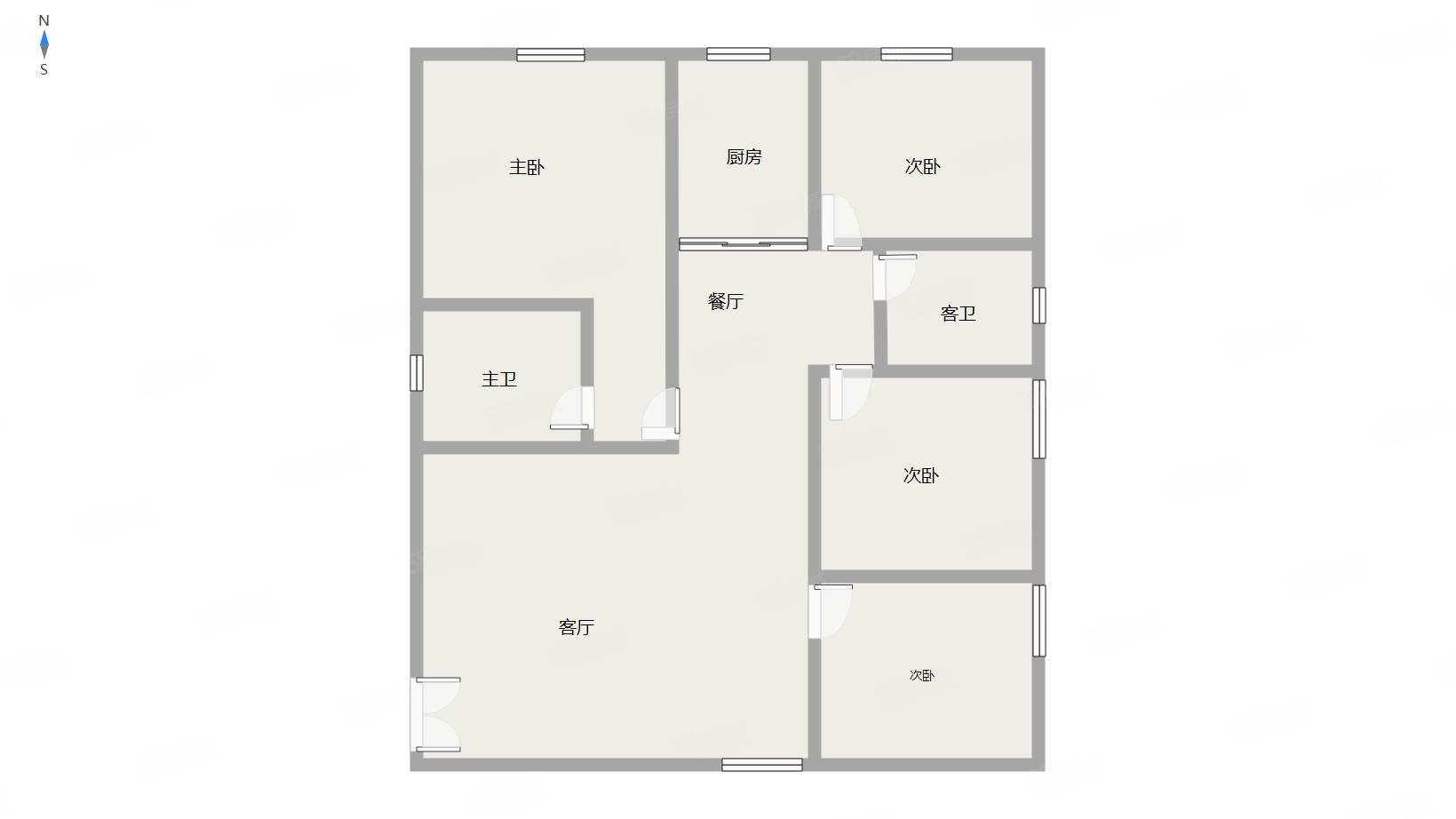 天子花园4室2厅2卫144.3㎡南北61万