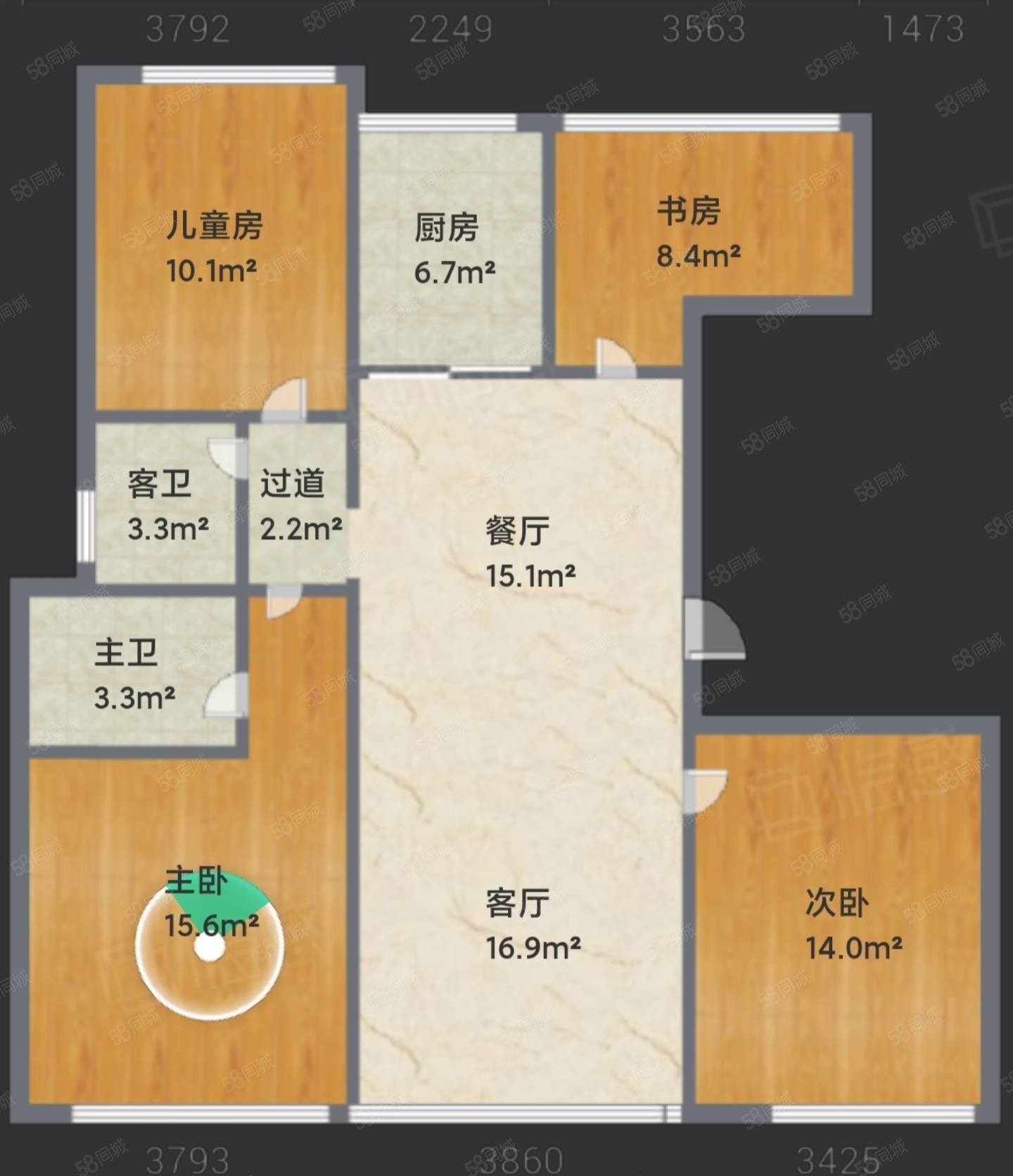 中梁壹号院4室2厅2卫128㎡南北66.8万