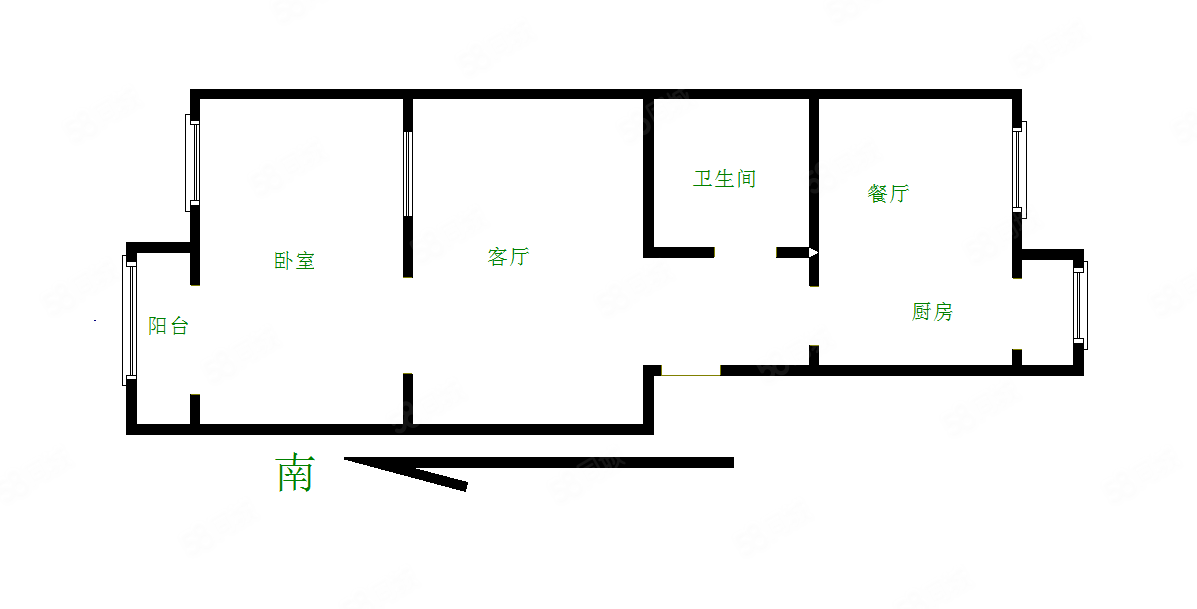 于家園二區(qū)(北院)1室2廳1衛(wèi)73.1㎡南北163萬