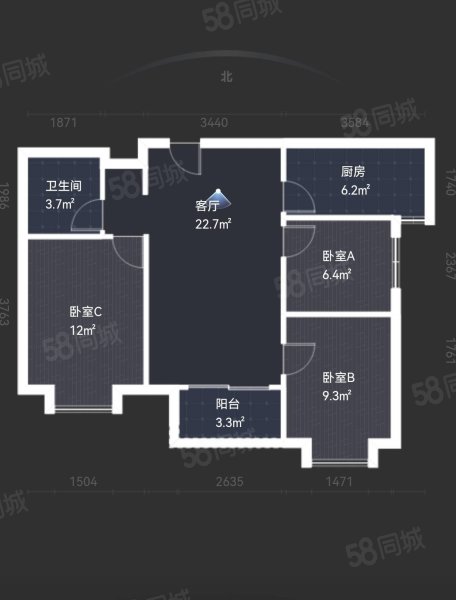 万科金域华府3室2厅1卫92.48㎡南99万