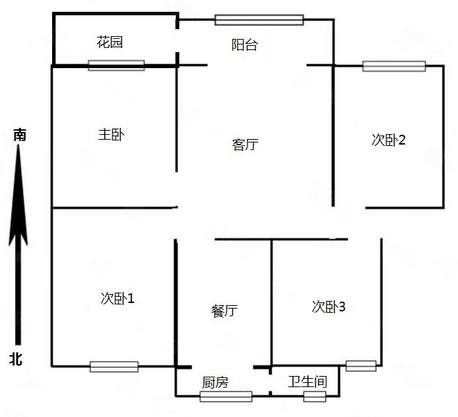 第十四冶金建筑公司宿舍4室2厅1卫84.82㎡南北90万