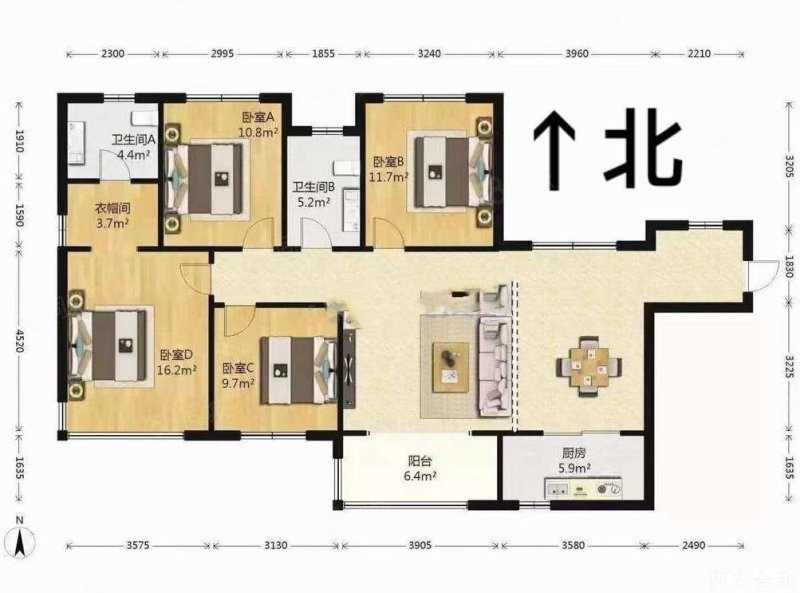 枫林九溪竹韵4室2厅3卫127.69㎡南235万