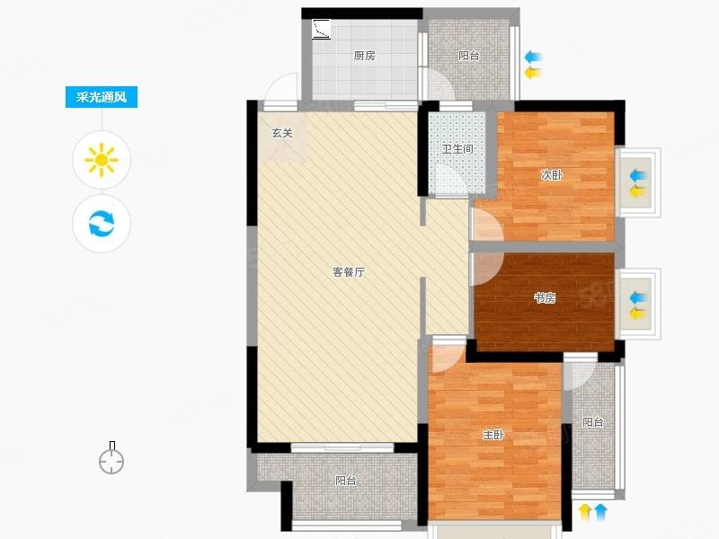 金晖御墅3室2厅1卫100.72㎡南北54.8万